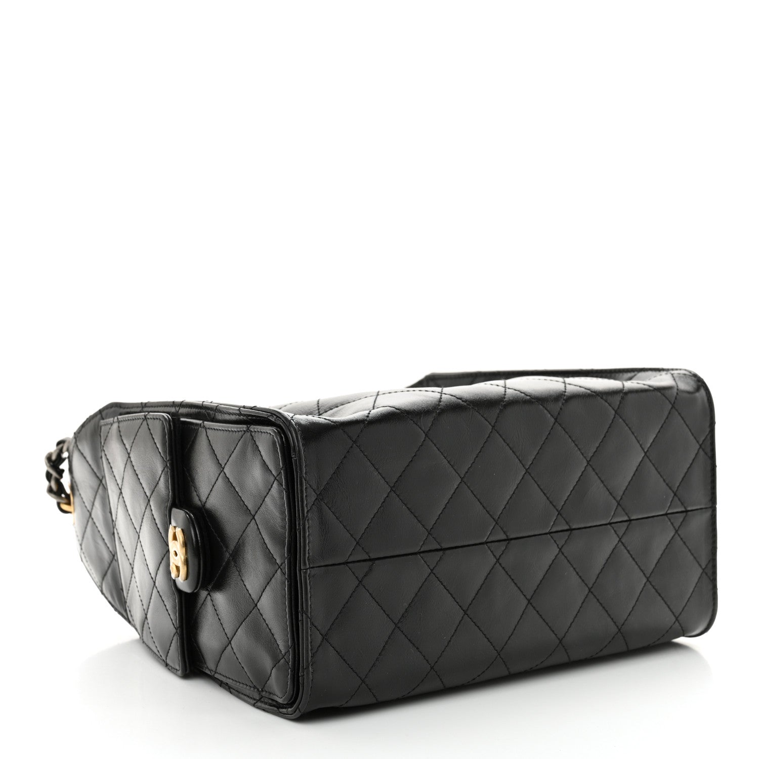 Chanel Shiny Crumpled Calfskin Quilted Small Chanel 25 Handbag Black 4 of 10