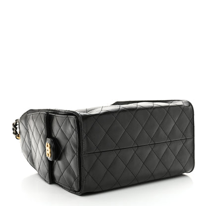 Chanel Shiny Crumpled Calfskin Quilted Small Chanel 25 Handbag Black 4 of 10