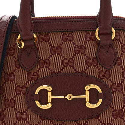 Gucci Monogram Textured Dollar Calfskin Mini Horsebit 1955 Top Handle Bag Sahara Rubino Chardonnay 8 of 10