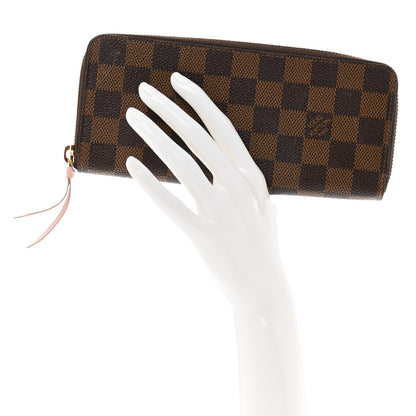 Louis Vuitton Damier Ebene Clemence Wallet Rose Ballerine 2 of 7