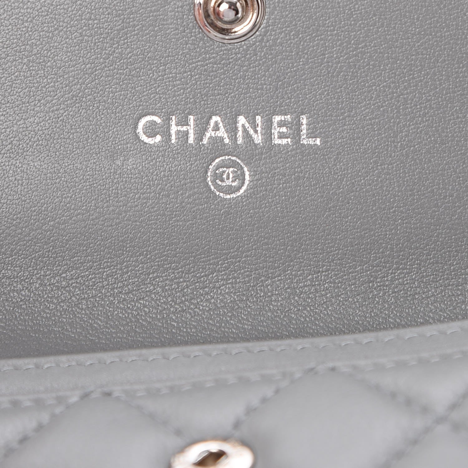 Chanel Calfskin Quilted Boy Card Holder Wallet Grey 6 of 8