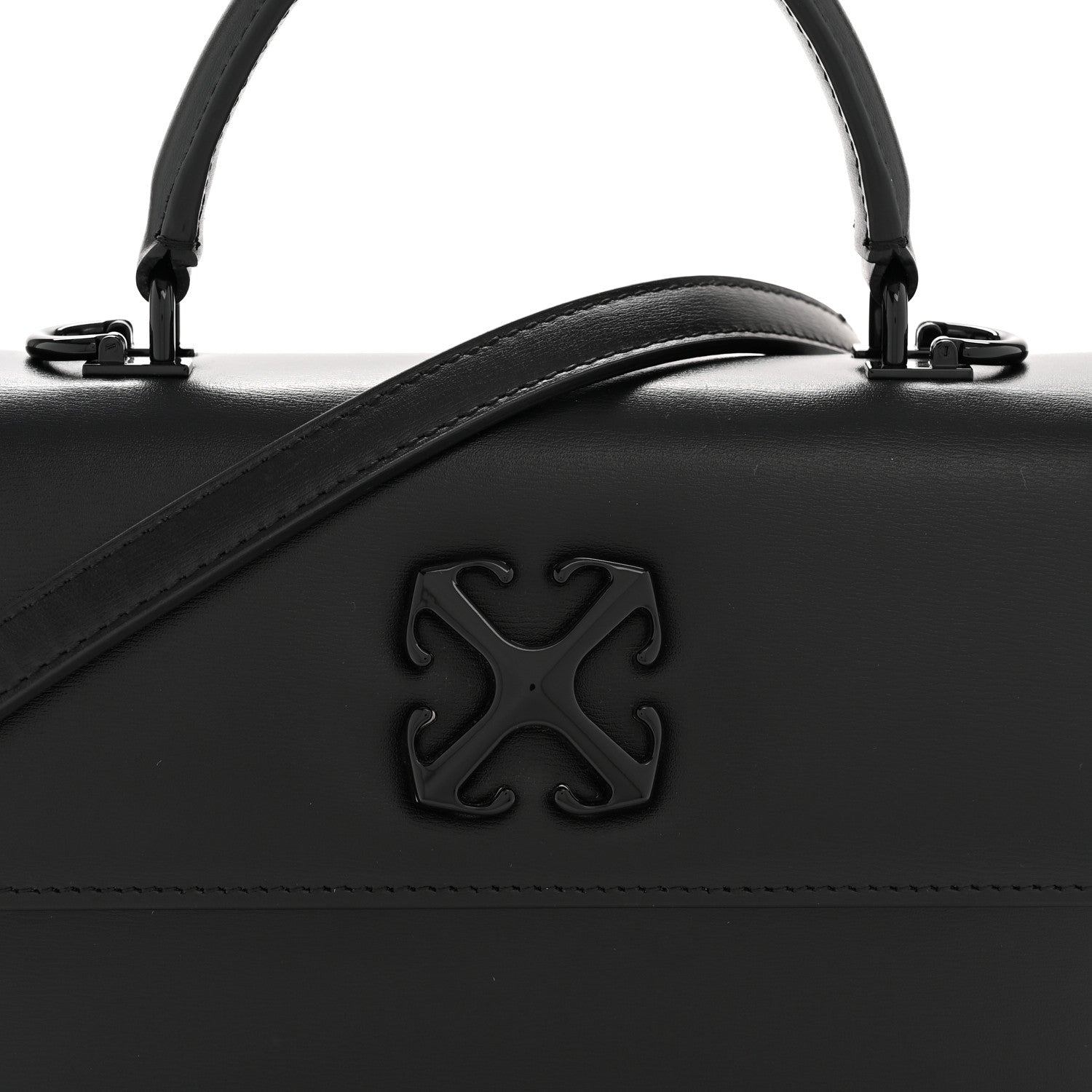 Off-White Calfskin Jitney 1.4 Top Handle Bag Black 7 of 9