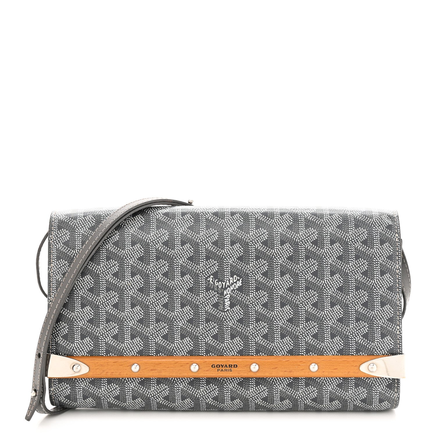 Goyard Goyardine Monte Carlo Bois Clutch With Strap Gray 1 of 12