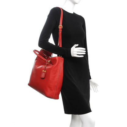 Prada Vitello Daino Tote Rosso 2 of 9