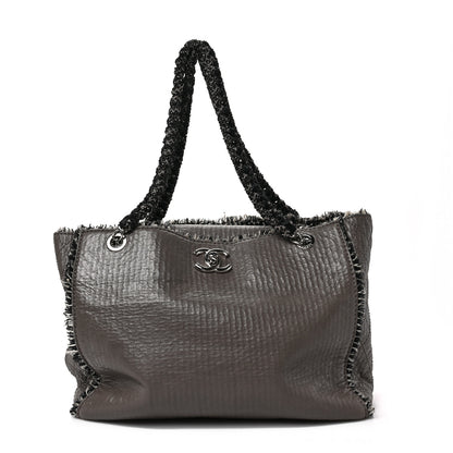 Chanel Glazed Calfskin Tweed Tweedy Shopping Tote Brown 1 of 8