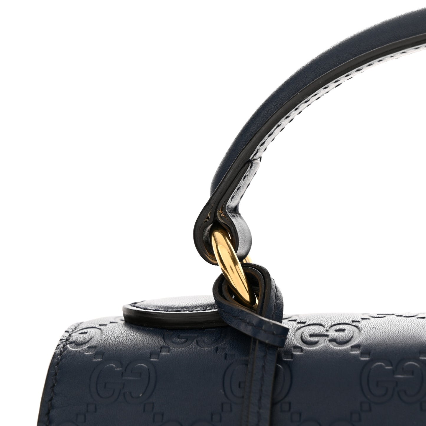 Guccissima Signature Small Padlock Top Handle Bag Blue Agata