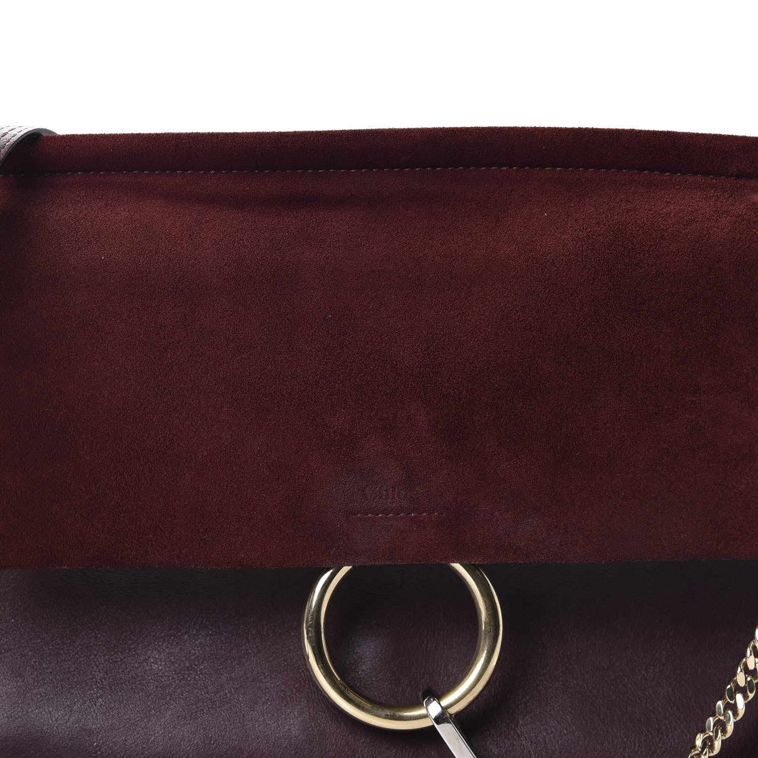 Chloe Calfskin Suede Medium Faye Shoulder Bag Plum Purple 9 of 9