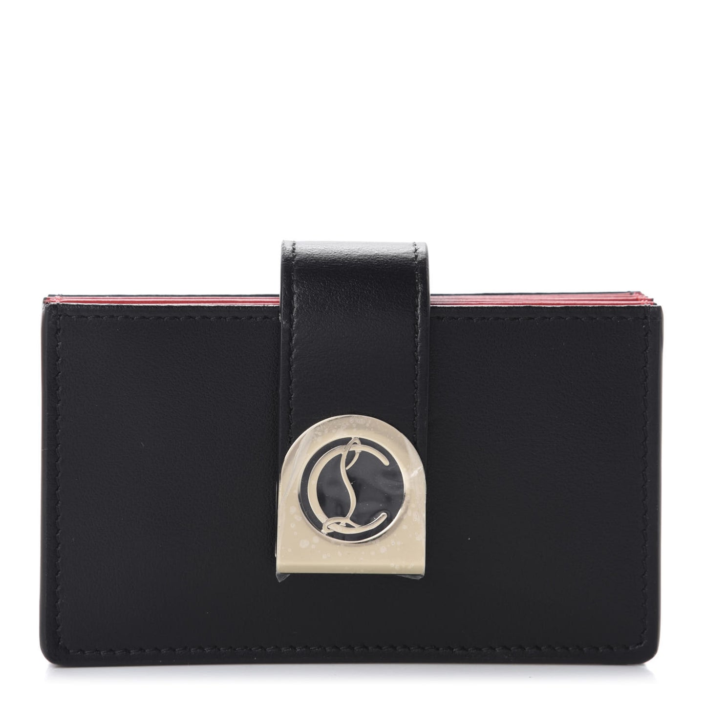Calfskin Elisa Accordion Card Holder Black Gold