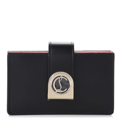 Christian Louboutin Calfskin Elisa Accordion Card Holder Black Gold 1 of 8