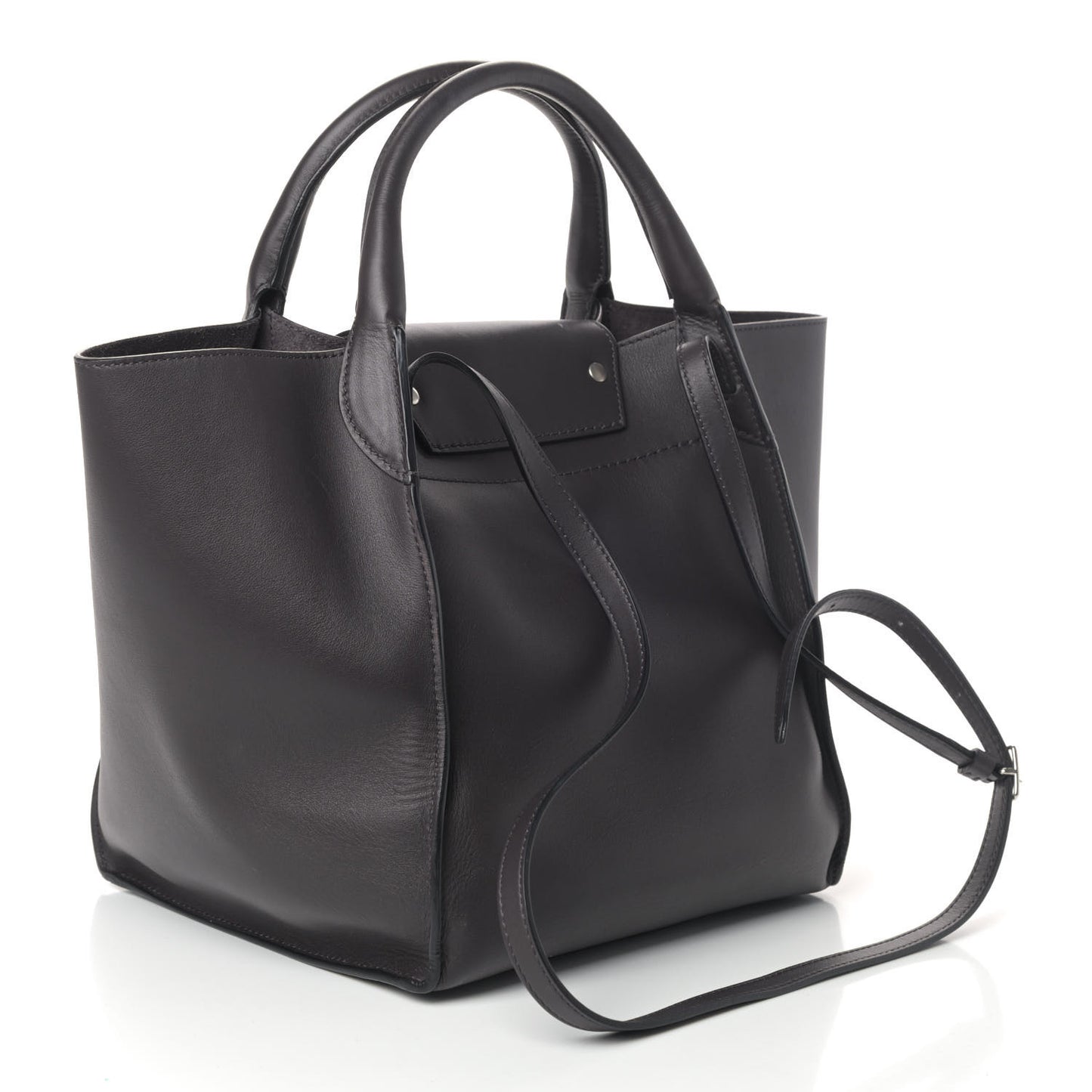 Supple Calfskin Long Strap Small Big Bag Gray