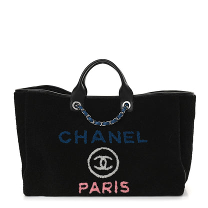 Chanel Shearling Large Deauville Tote Black 1 of 9