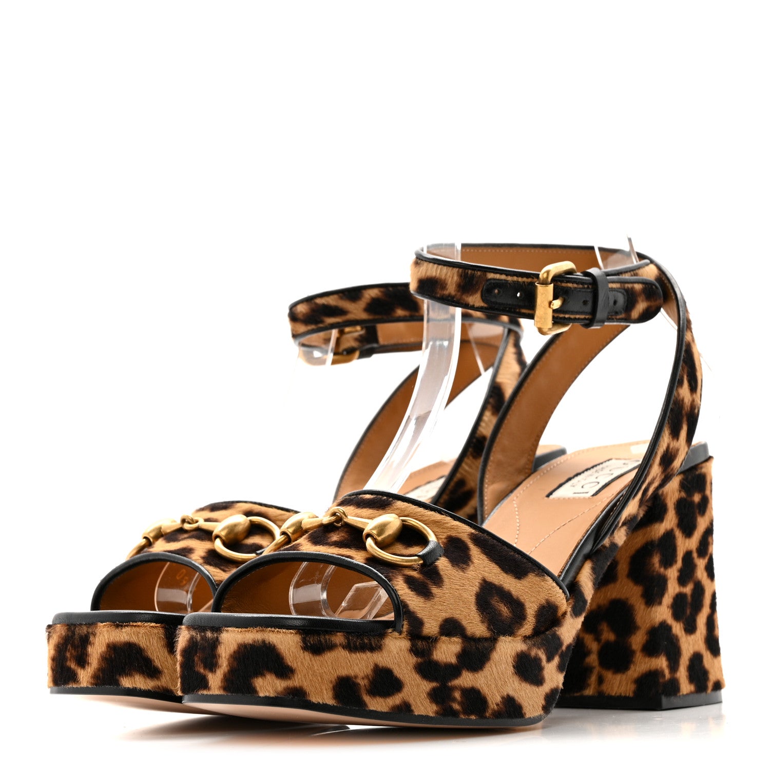 Gucci Calf Hair Leopard Print Horsebit 25/60mm Platform Sandals Gucci Calf Hair Leopard Print Horsebit 25/60mm Platform Sandals