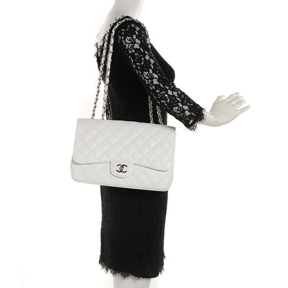 Chanel Caviar Quilted Jumbo Single Flap White 2 of 9