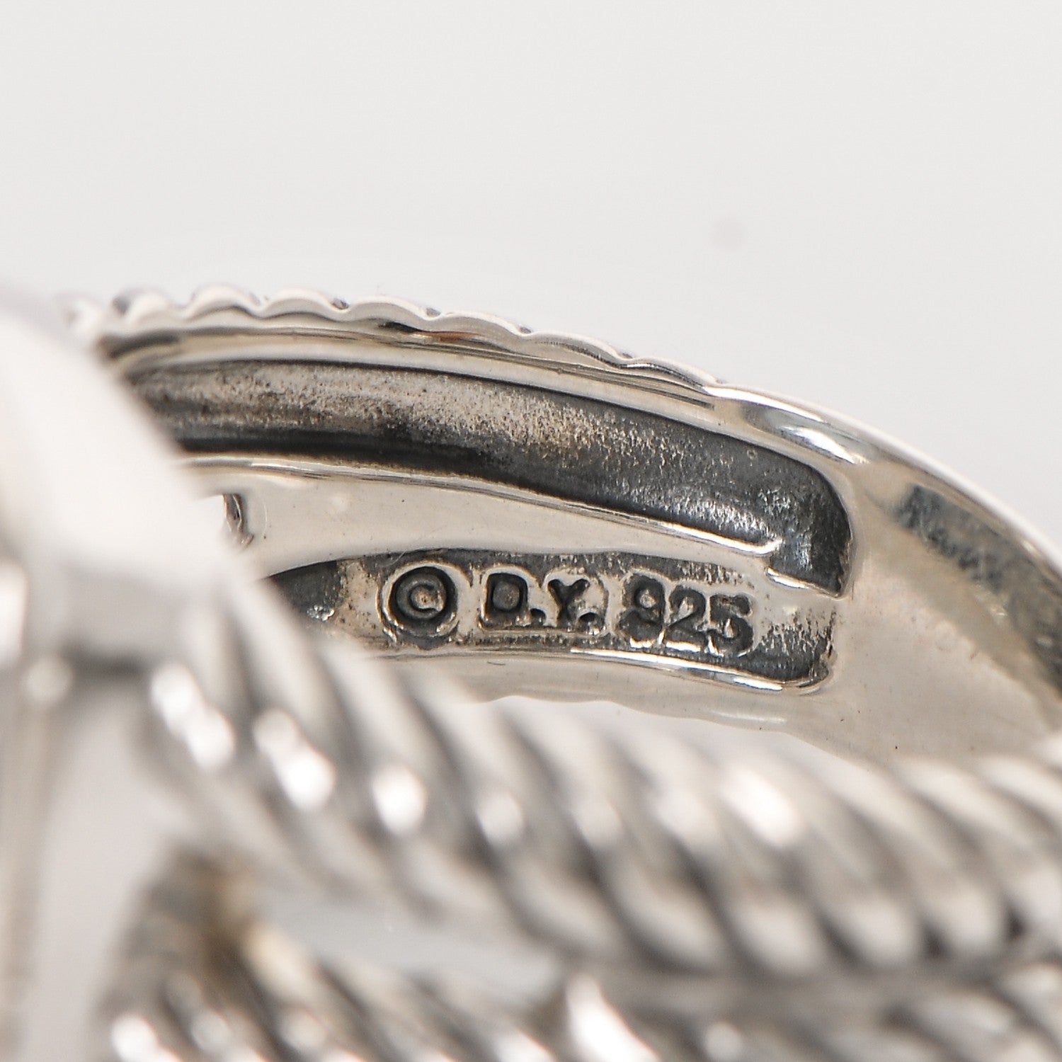 David Yurman Sterling Silver Diamond Blue Topaz 11mm Albion Ring 54 7 4 of 4