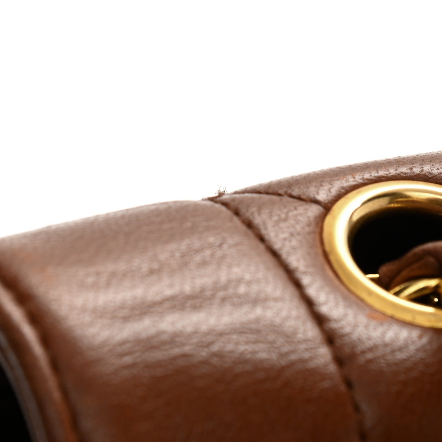 Lambskin Quilted Small Single Flap Brown