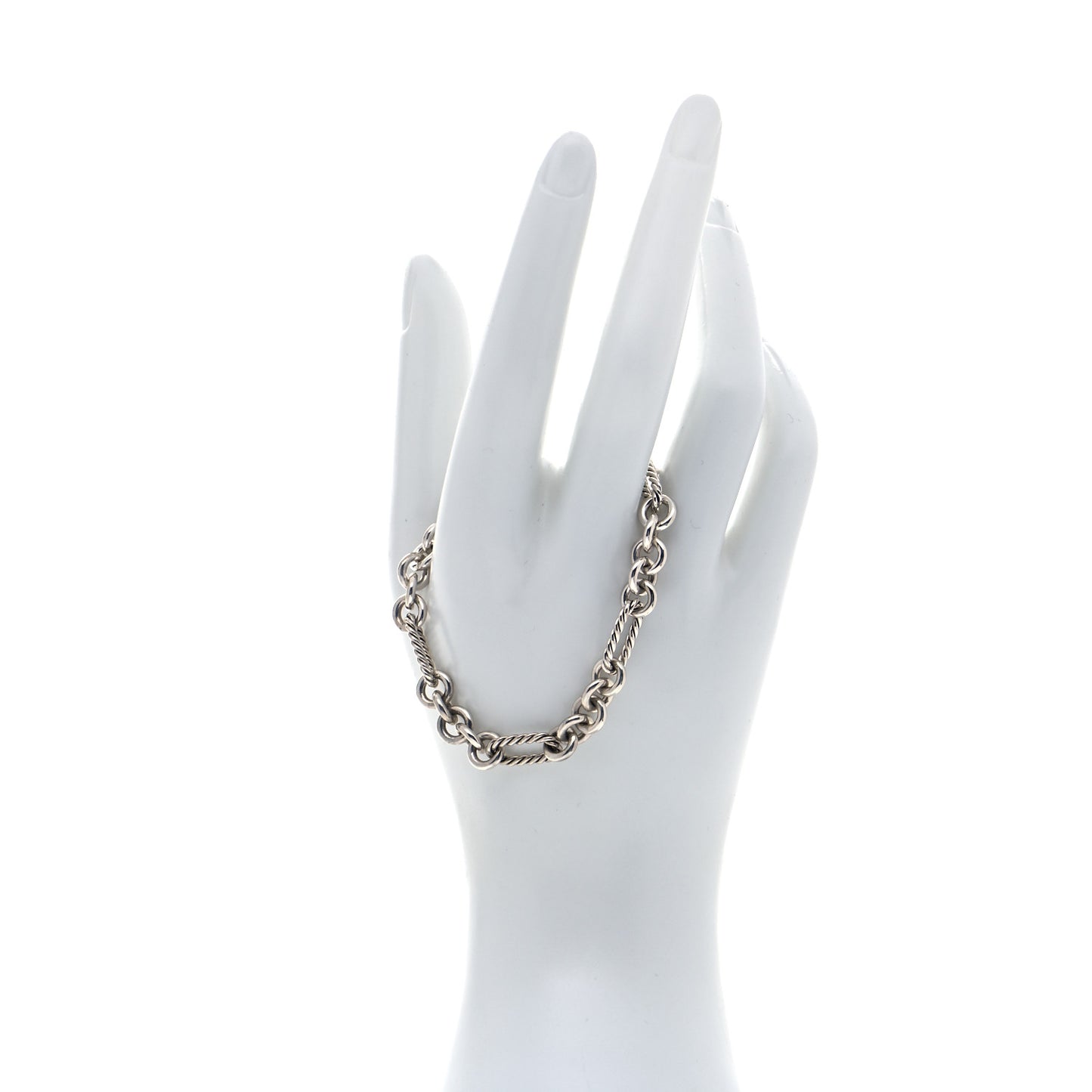 Sterling Silver 18K Yellow Gold Cable Heart Charm Bracelet