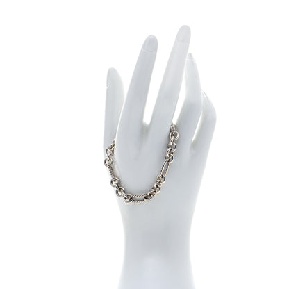 David Yurman Sterling Silver 18K Yellow Gold Cable Heart Charm Bracelet 2 of 5