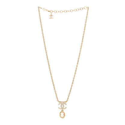 Chanel Crystal Pearl CC Necklace Pearly White Gold 4 of 10