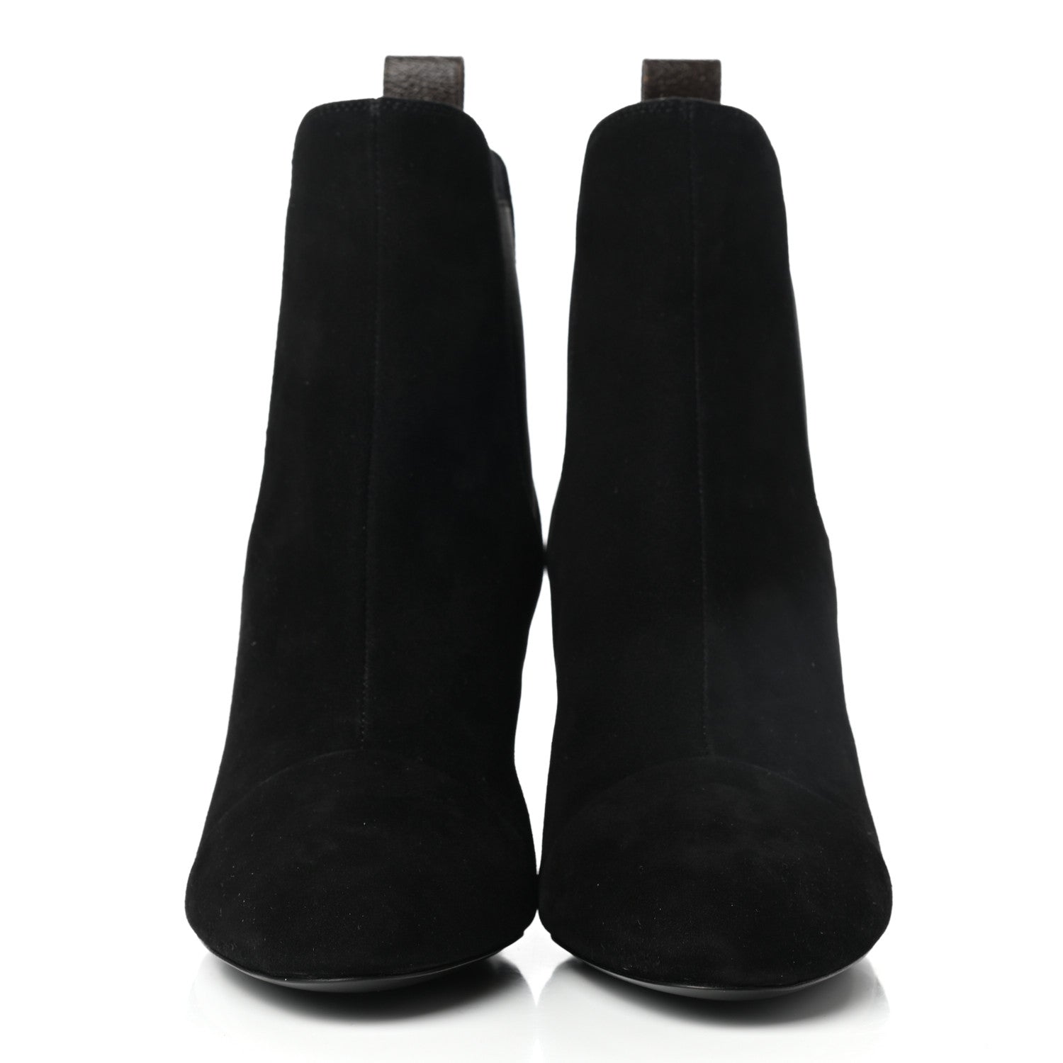 Louis Vuitton Suede Monogram Uniformes Cap Toe Chelsea 80mm Ankle Boots 36.5 Black 2 of 7