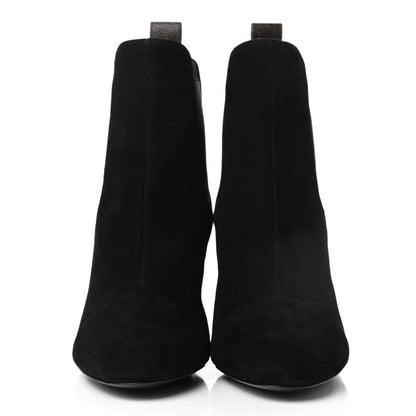 Louis Vuitton Suede Monogram Uniformes Cap Toe Chelsea 80mm Ankle Boots 36.5 Black 2 of 7