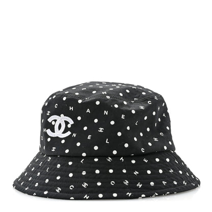 Chanel Cotton CC Polka Dot Bucket Hat L Black 1 of 9