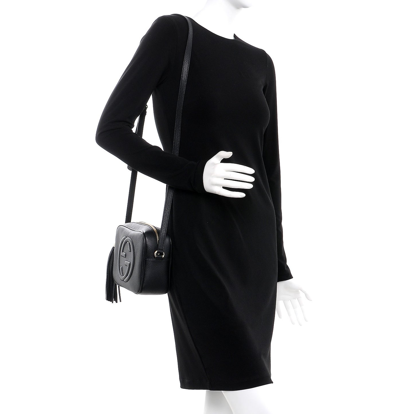 Pebbled Calfskin Small Soho Disco Bag Black