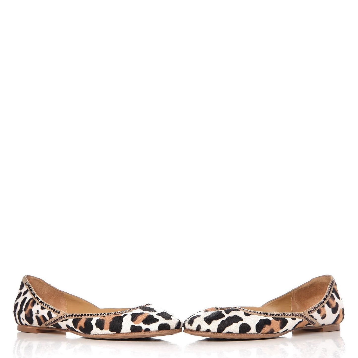 Pony Hair Leopard Print Crystal Flats 39