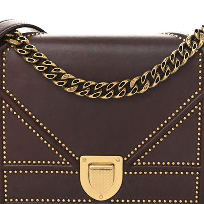 Christian Dior Lambskin Studded Medium Diorama Flap Bag Burgundy 16 of 23