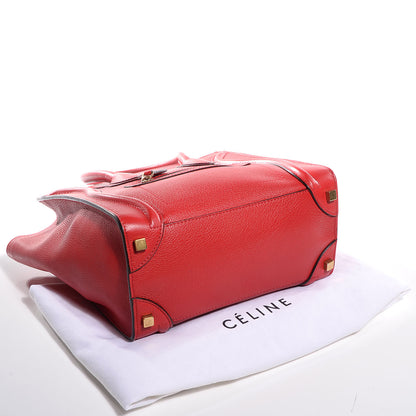 Celine Drummed Leather Micro Luggage Coquelicot 4 of 9