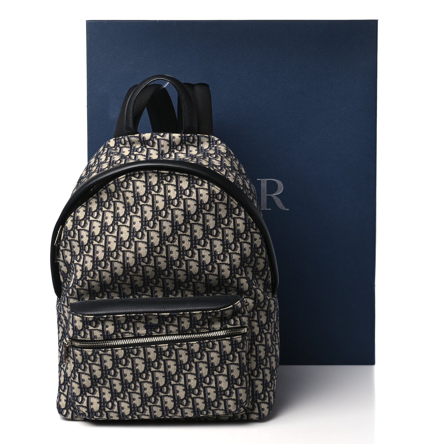 Oblique Calfskin Rider Backpack Beige Black