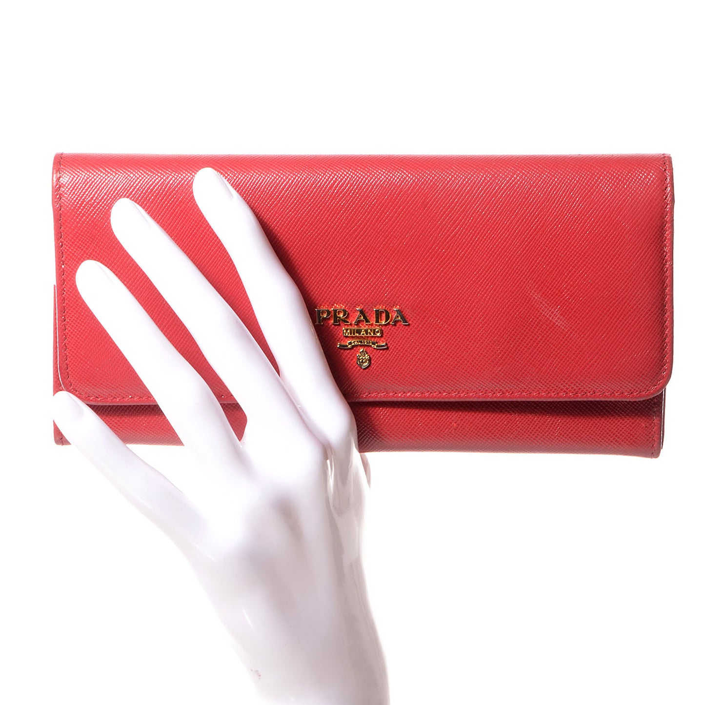 Saffiano Continental Flap Wallet Fuoco Papaya
