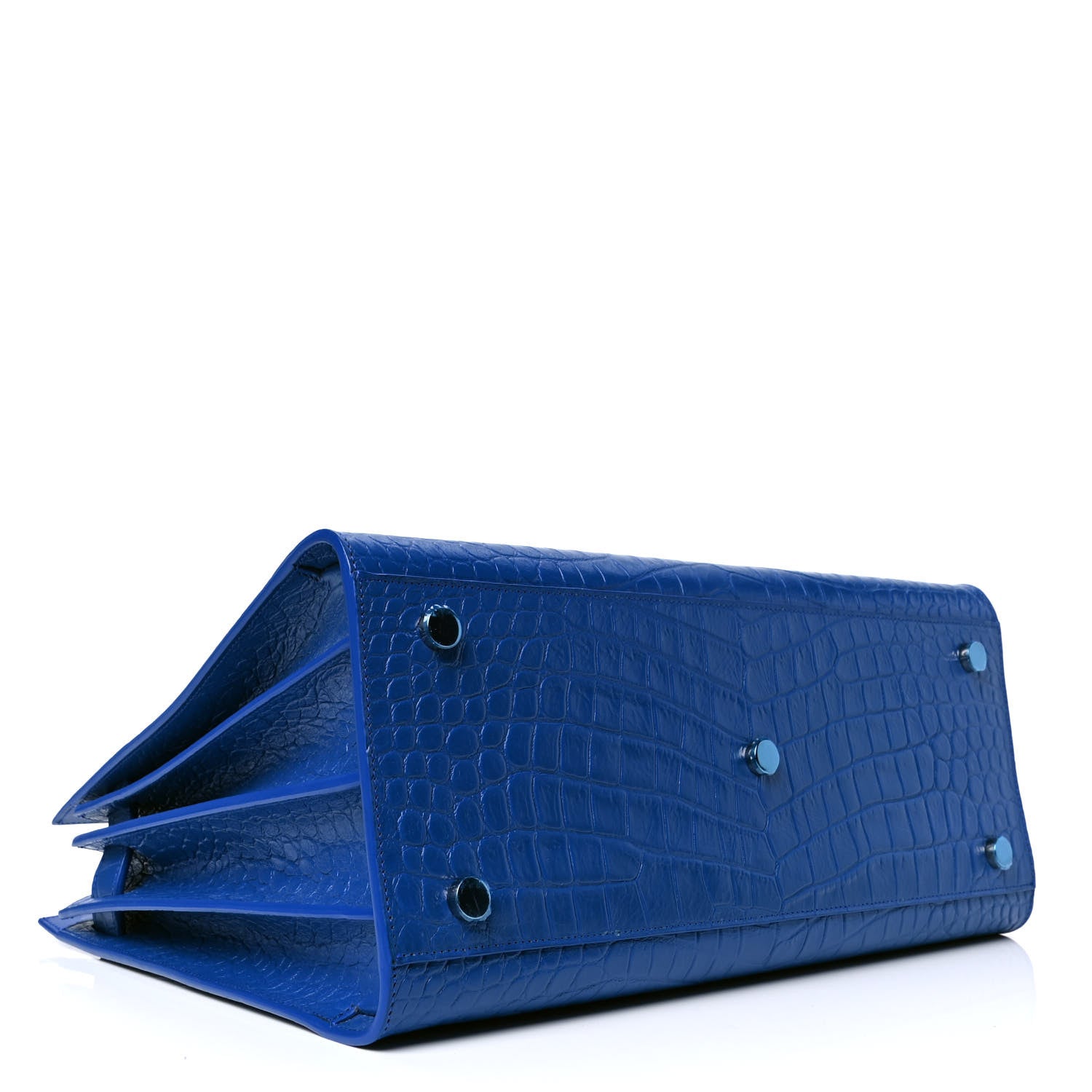 Saint Laurent Calfskin Crocodile Embossed Small Sac De Jour Royal Blue 5 of 8