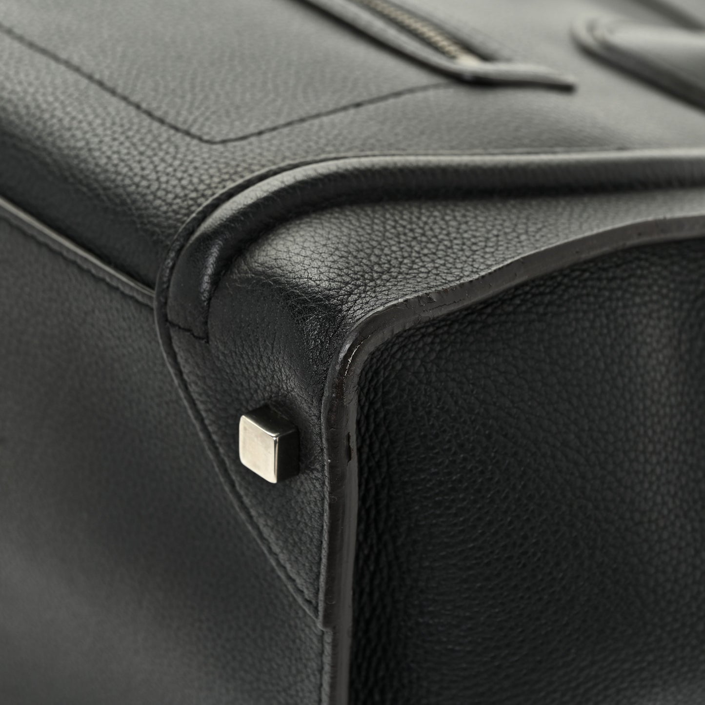 Drummed Calfskin Mini Luggage Black