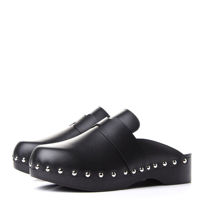 Hermes Calfskin Calya Mules 37 Black 3 of 9