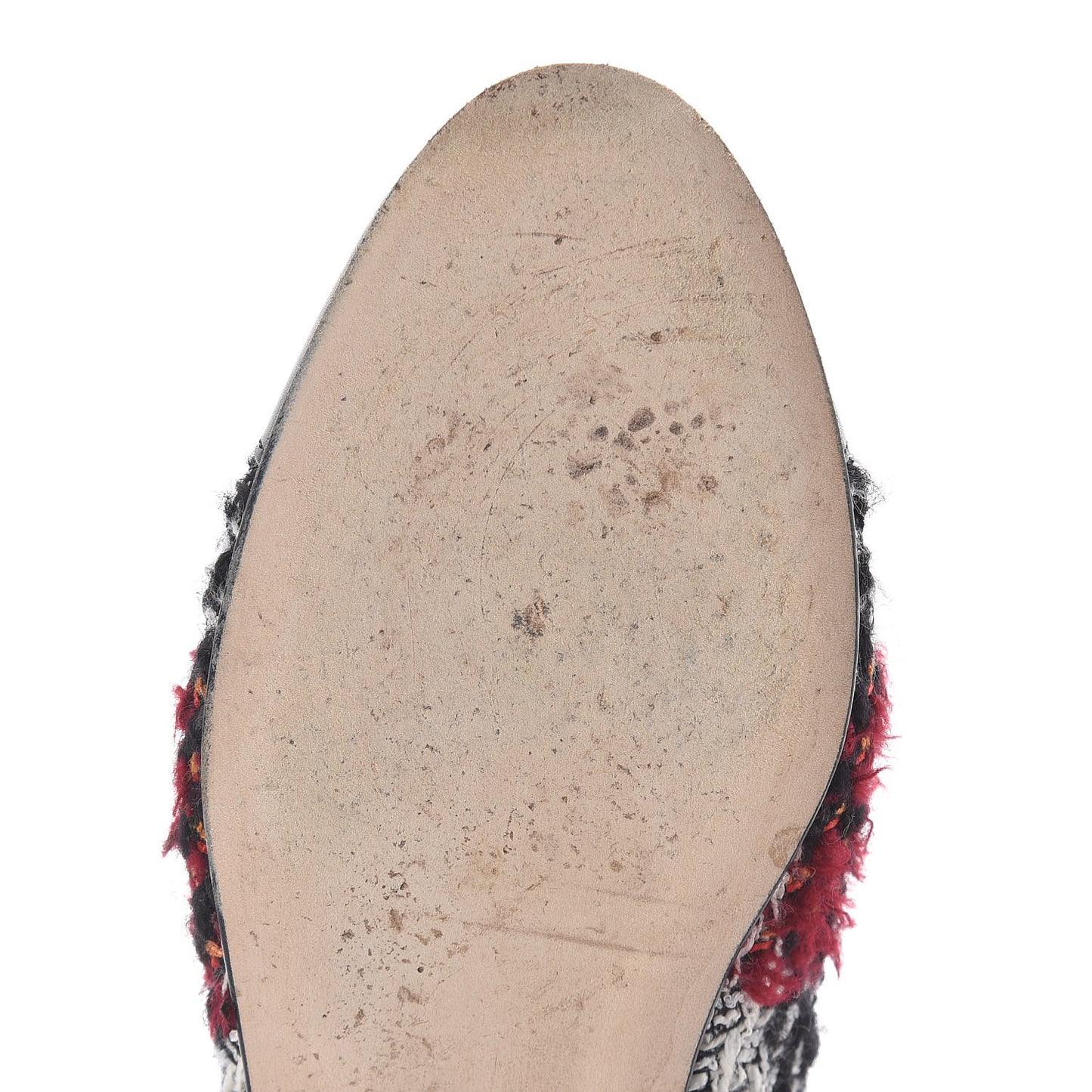 Tweed Cap Toe Loafers 38 Red Black