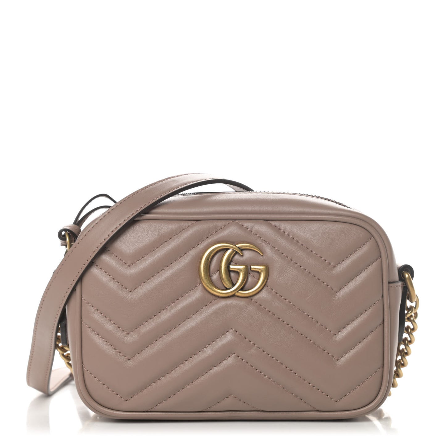 Calfskin Matelasse Mini GG Marmont Chain Shoulder Bag Porcelain Rose