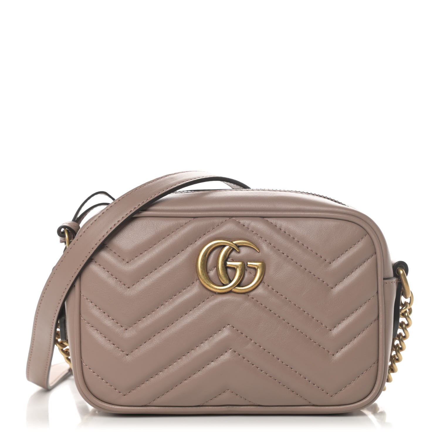 Gucci Calfskin Matelasse Mini GG Marmont Chain Shoulder Bag Porcelain Rose 1 of 11