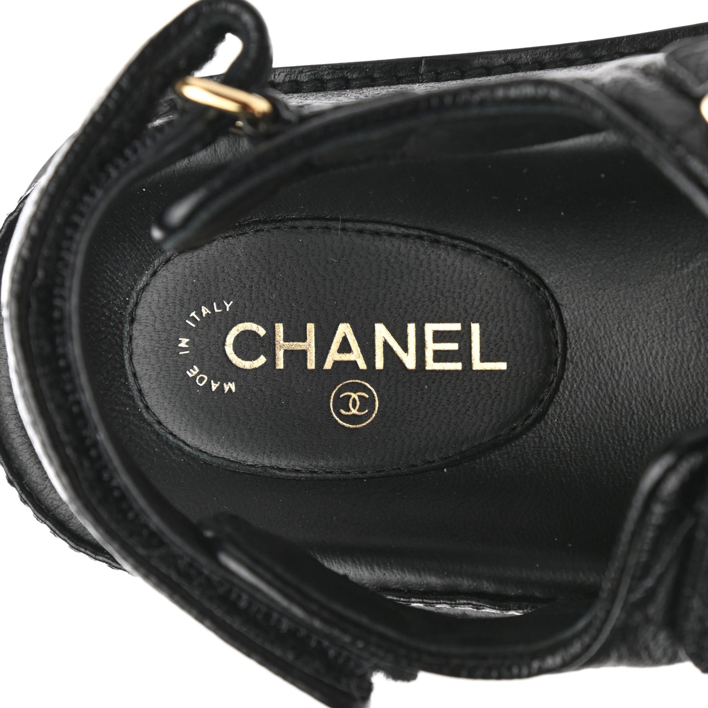 Grained Calfskin Velcro Dad Sandals 36 Black