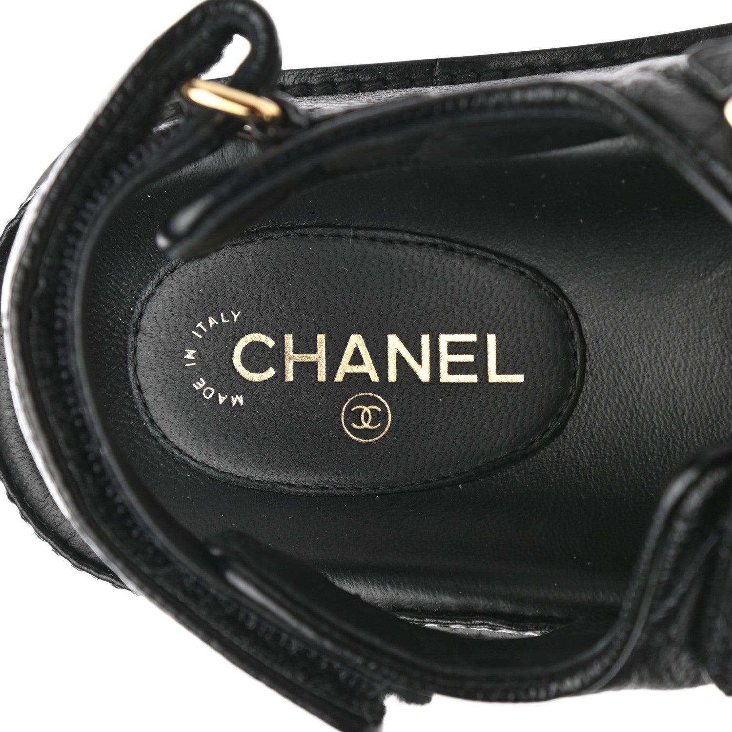 Chanel Grained Calfskin Velcro Dad Sandals 36 Black 8 of 10