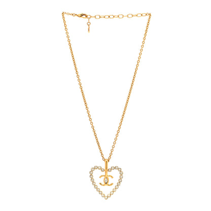 Chanel Crystal CC Heart Necklace Gold 3 of 4