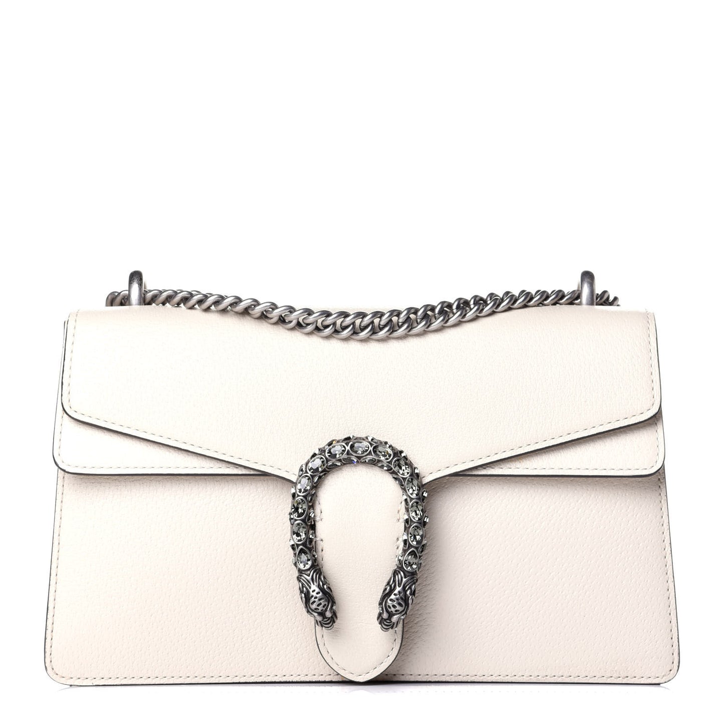 Textured Calfskin Crystal Small Dionysus Shoulder Bag Mystic White