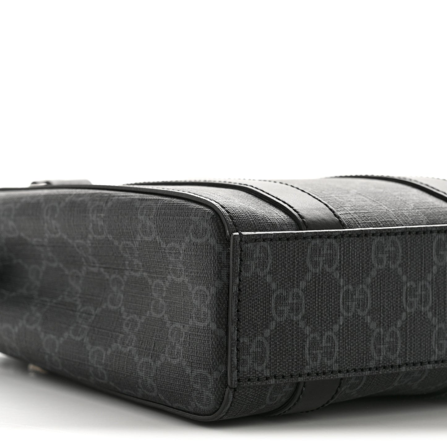 GG Supreme Monogram Appia Calfskin Web Mini Tote Bag Black