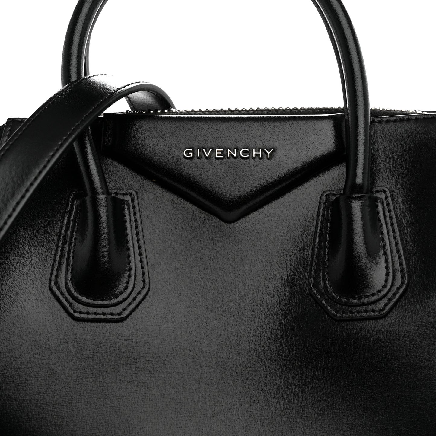 Shiny Lord Calfskin Small Antigona Black