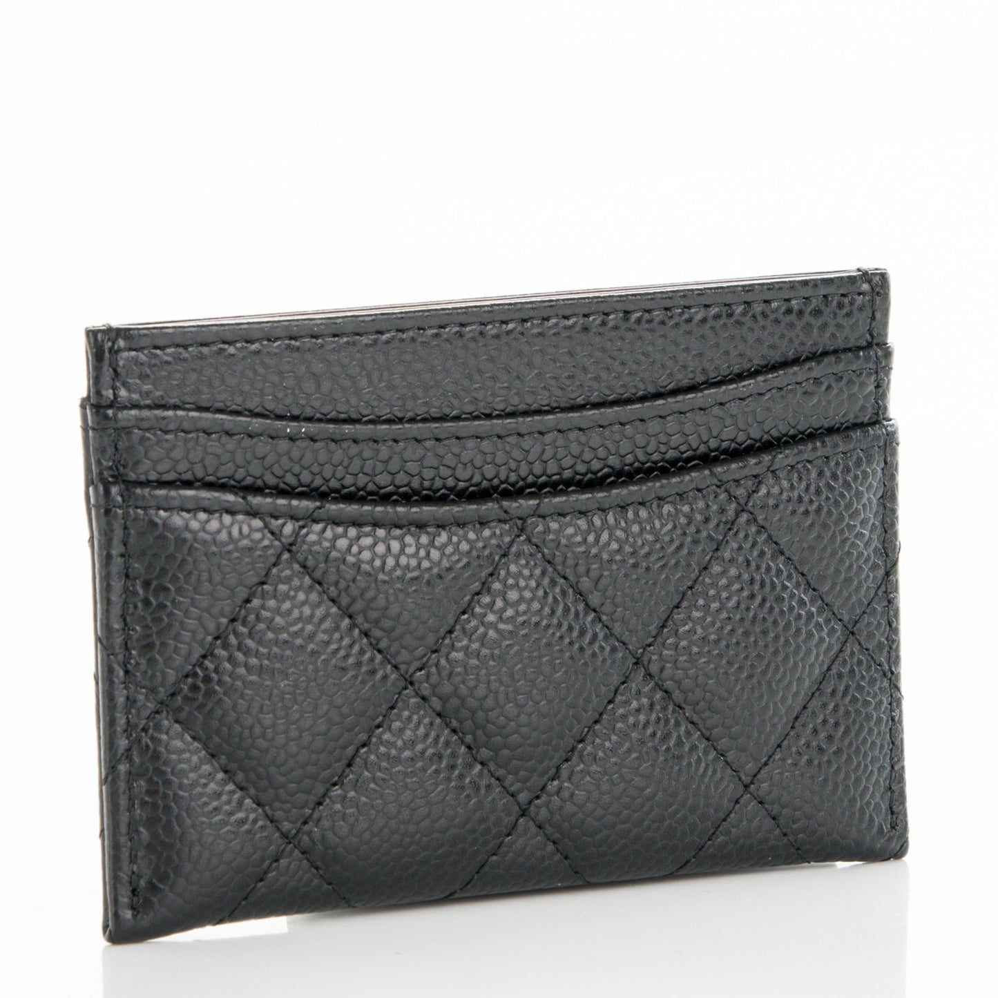 Caviar Quilted Card Holder Black