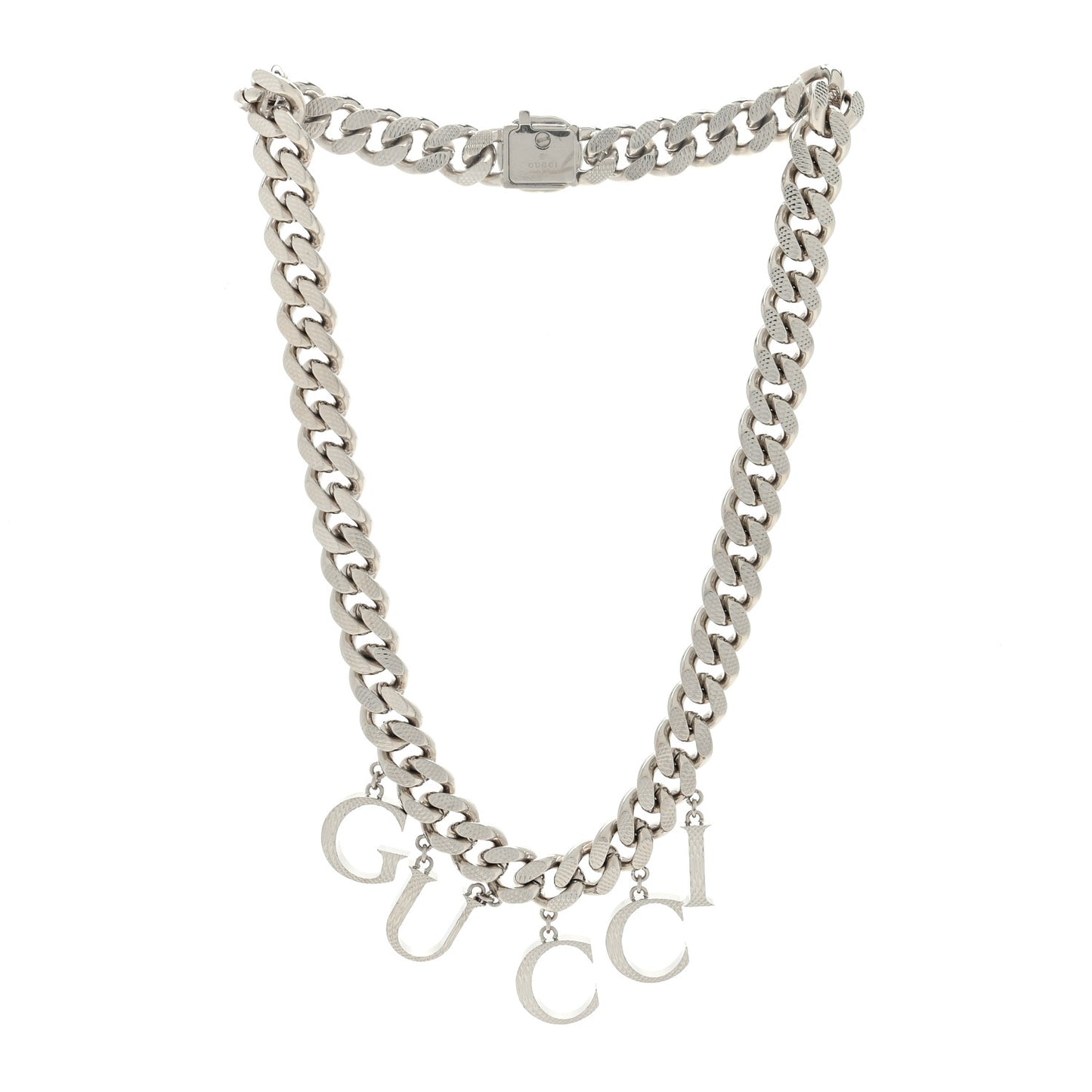 Metal Script Choker Necklace Silver