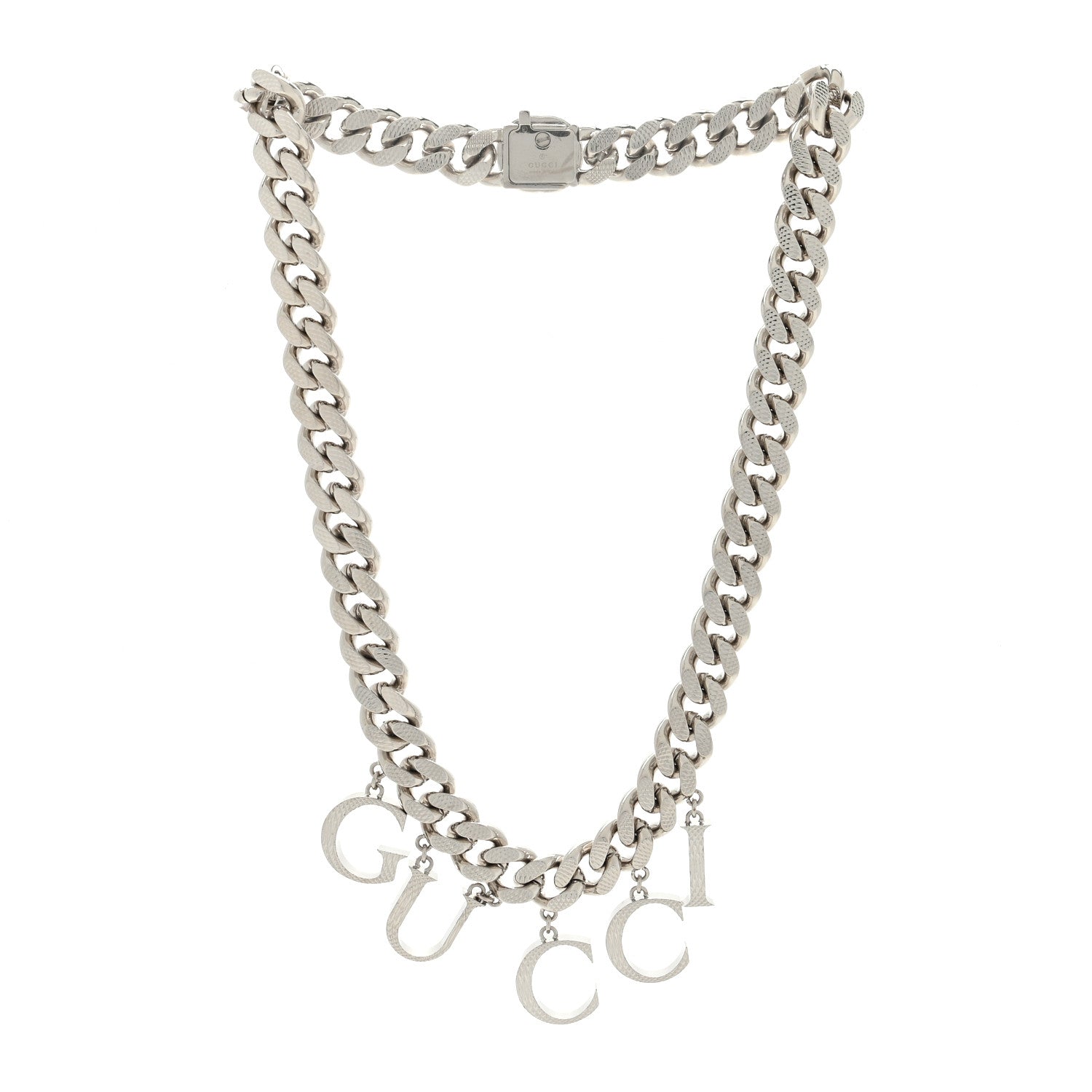 Gucci Metal Script Choker Necklace Silver 2 of 4