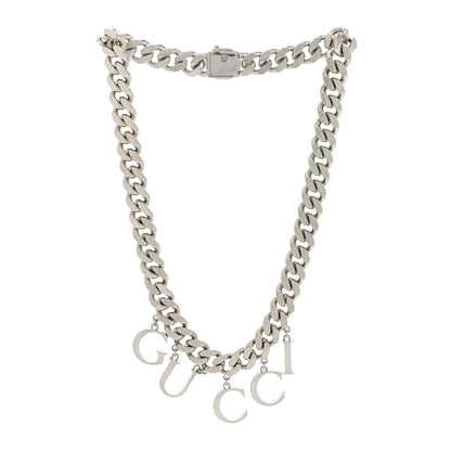 Gucci Metal Script Choker Necklace Silver 2 of 4