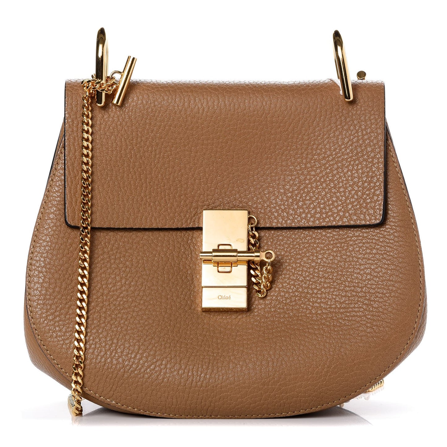 Grained Lambskin Drew Shoulder Bag Chestnut Cream