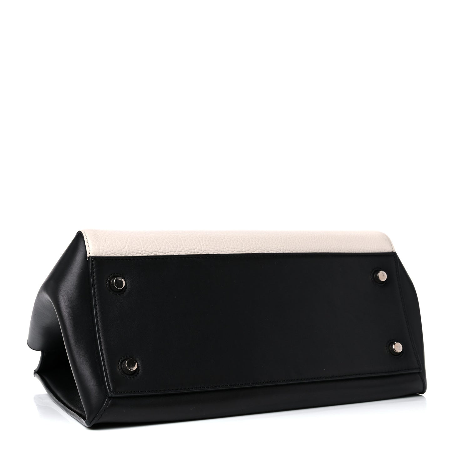 Textured Calfskin Small Bi-Color Edge Shoulder Bag Black Cream