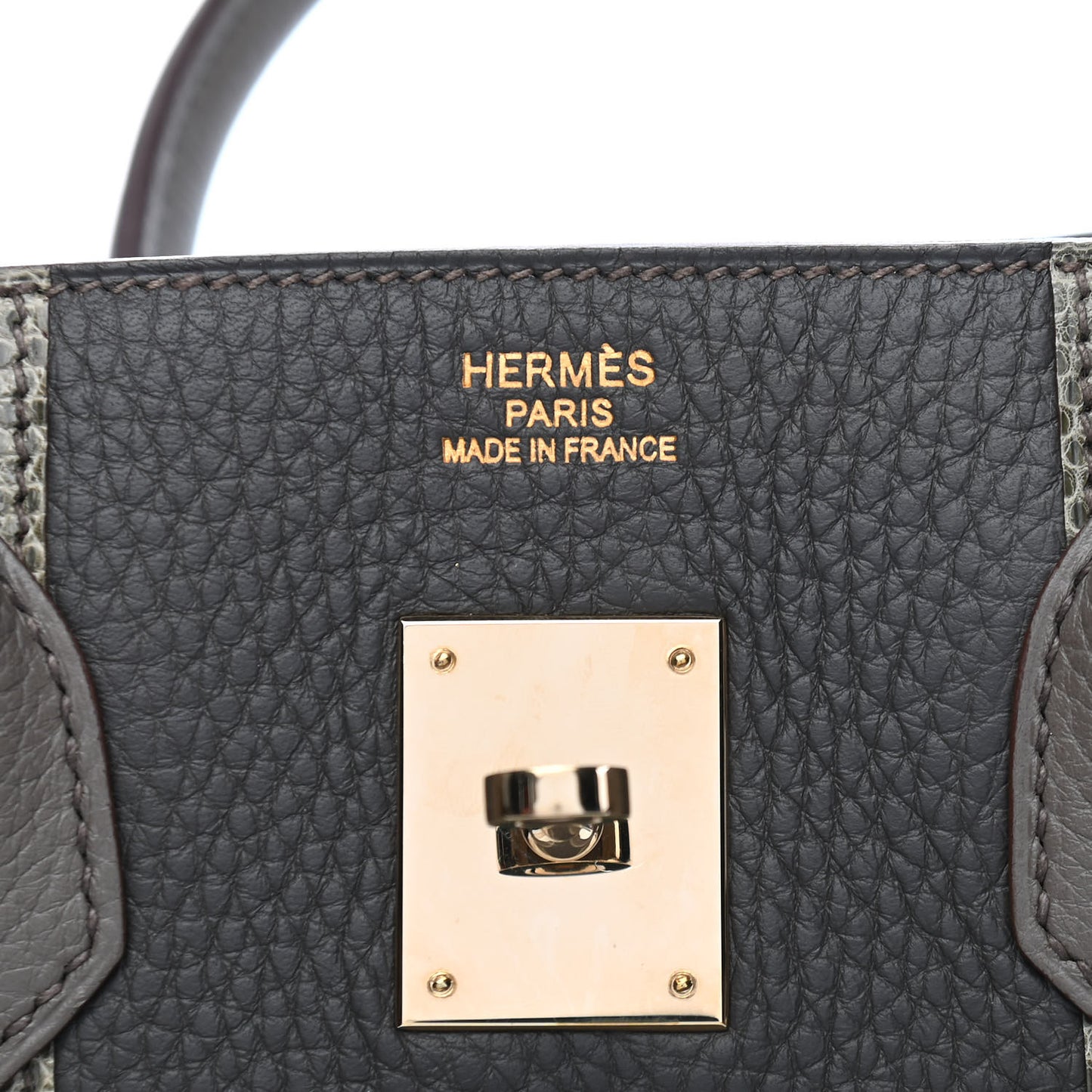 Taurillon Clemence Lizard Club Birkin 35 Etain Graphite